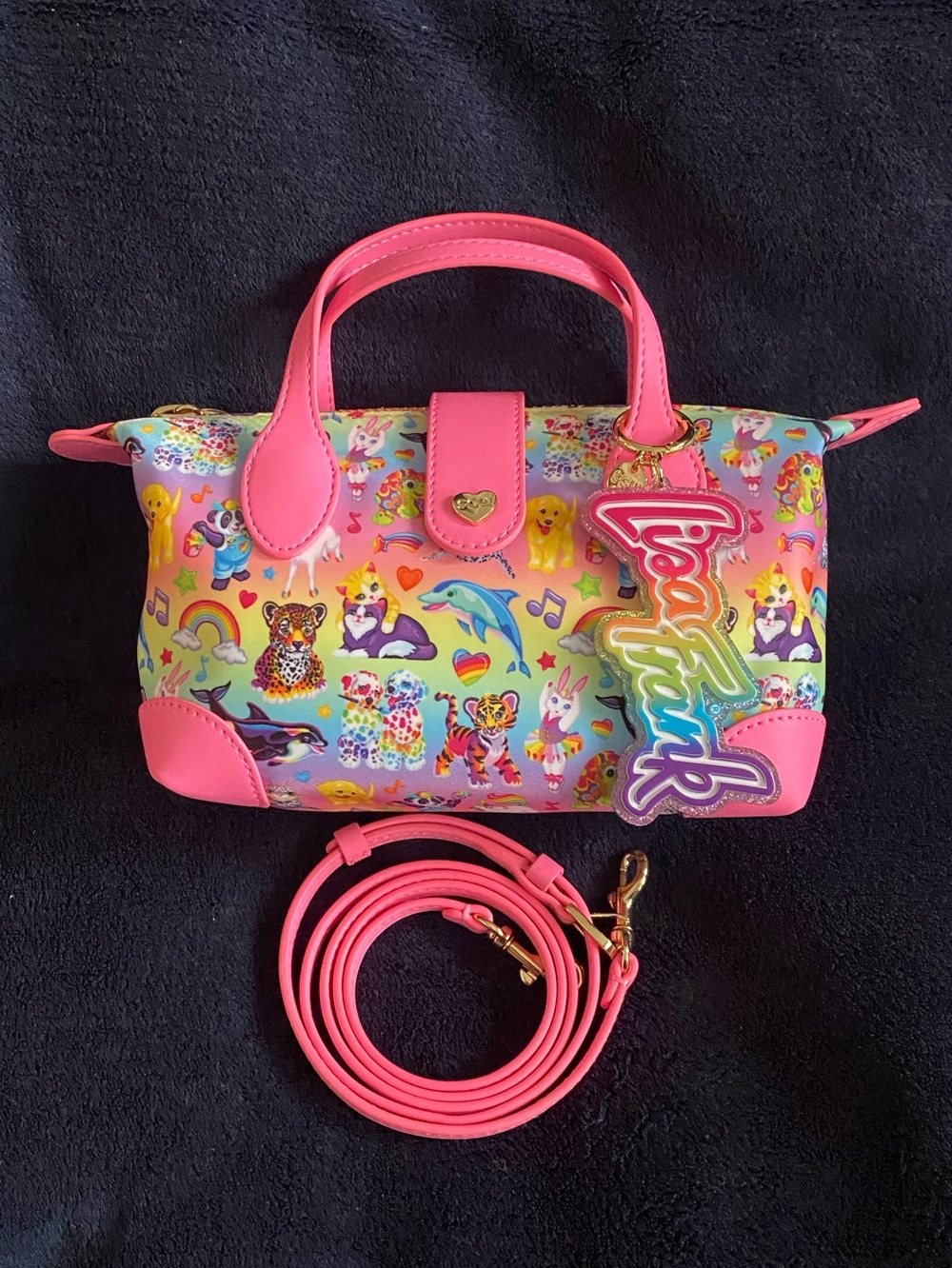 Stoney Clover Lane x Lisa Frank mini pouchette crossbody bag - EUC